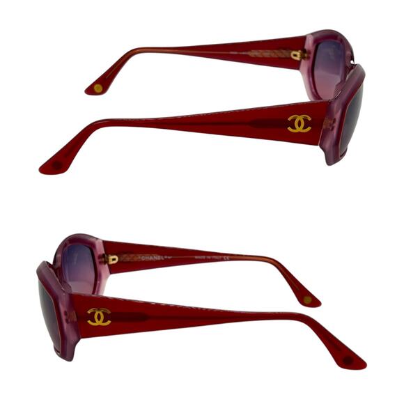 Chanel CC Red Acrylic Sunglasses - Picture 5 of 8